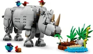 Wilde dieren: machtige neushoorn met vogels LEGO-set afbeelding 4