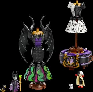 De jurken van Maleficent en Cruella De Vil LEGO-set