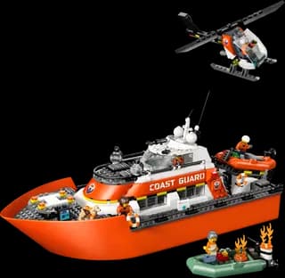 Kustwacht reddingsboot met helikopter LEGO-set