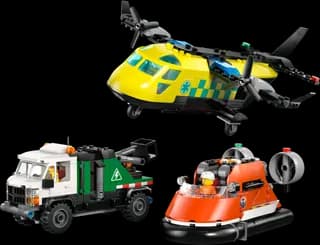 Vliegtuig, servicewagen en hovercraft remix LEGO-set