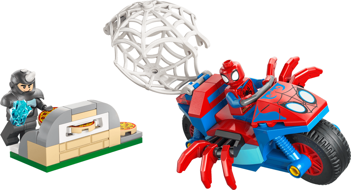 Spidey op zijn motor vs. Rhino LEGO-set