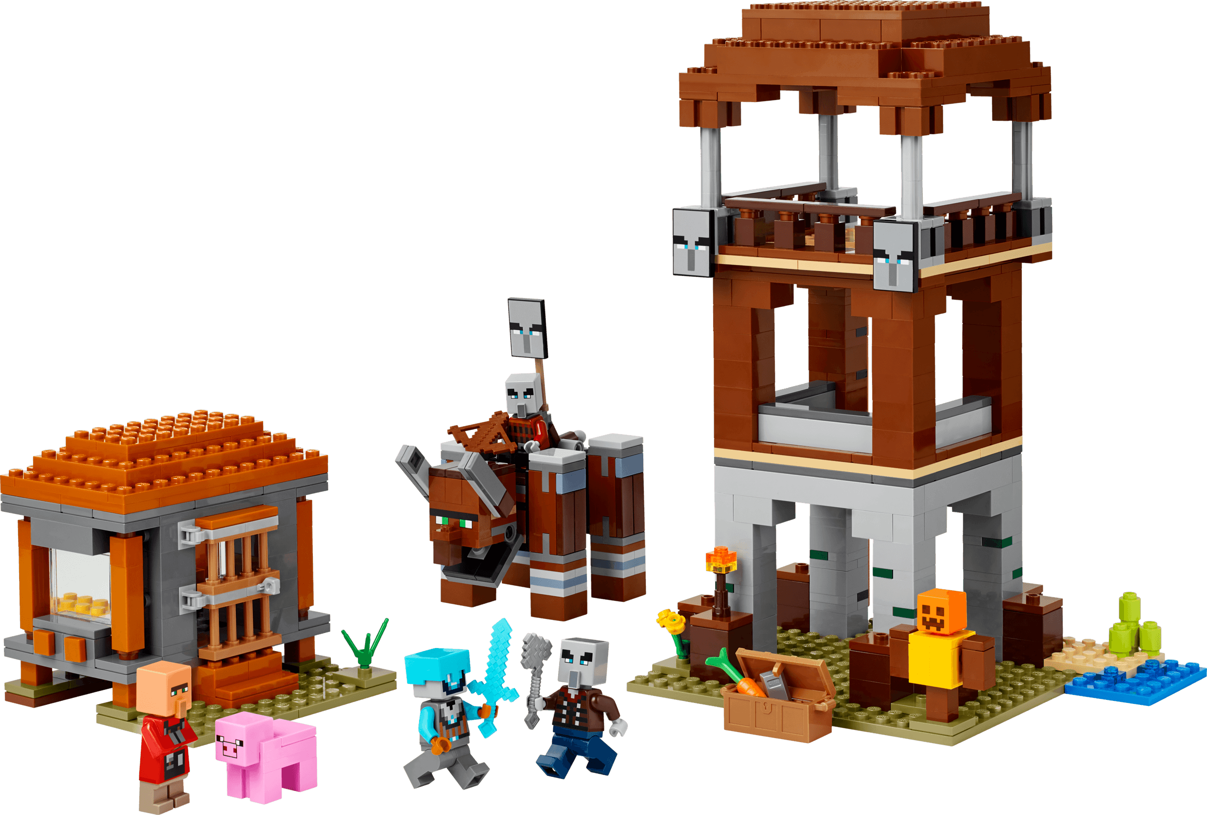 The Pillager Outpost and Ravager LEGO-set