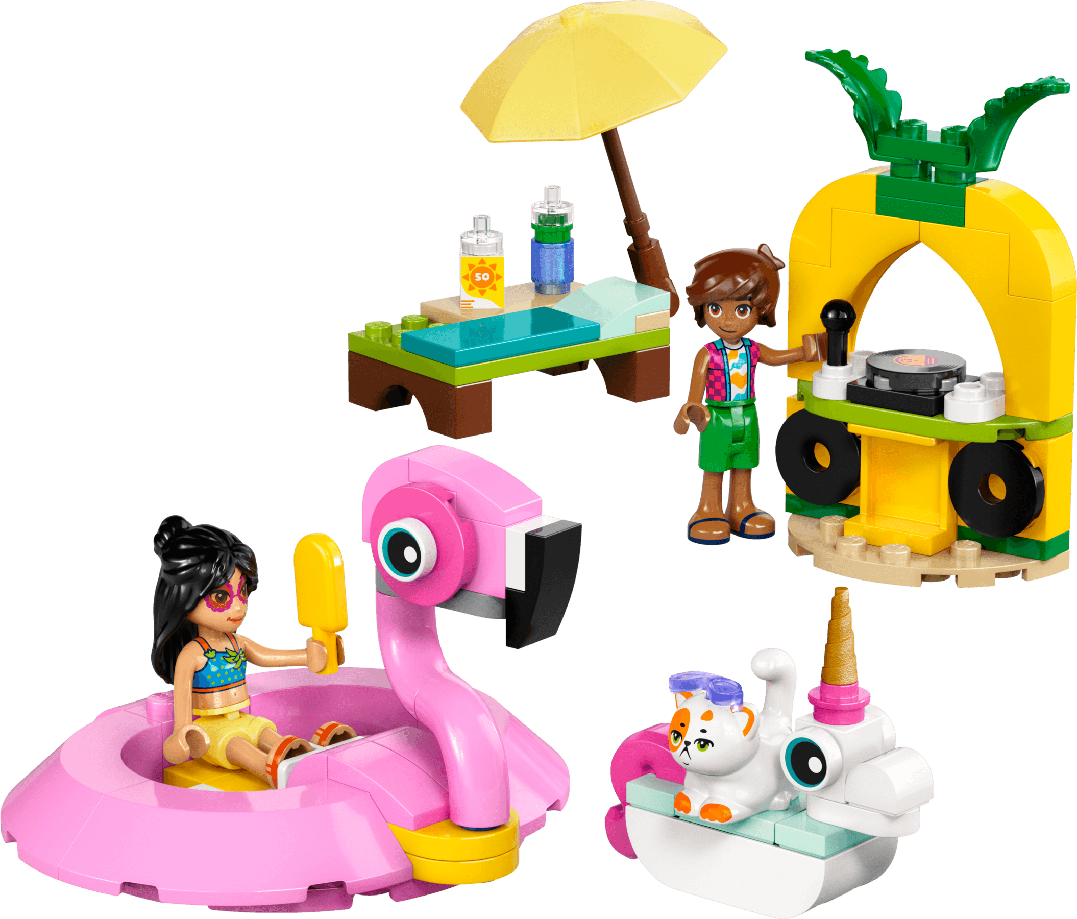 Zwembadfeestje met flamingo en eenhoorn LEGO-set