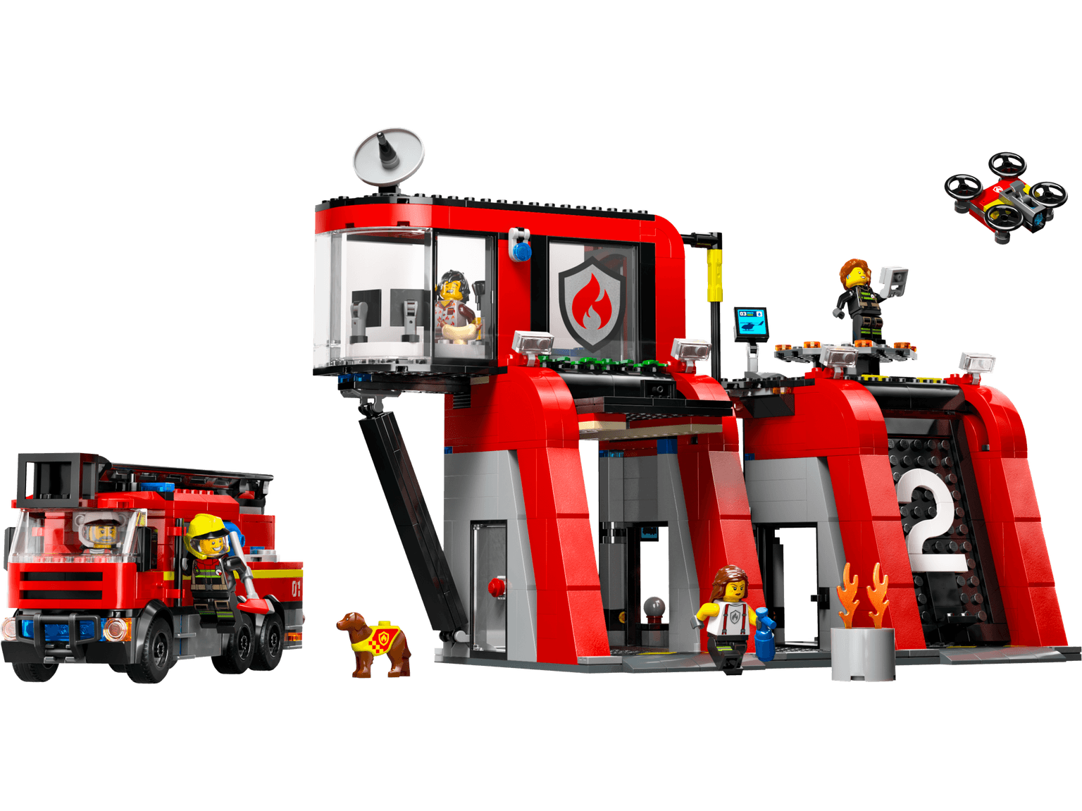 Brandweerkazerne en brandweerauto LEGO-set