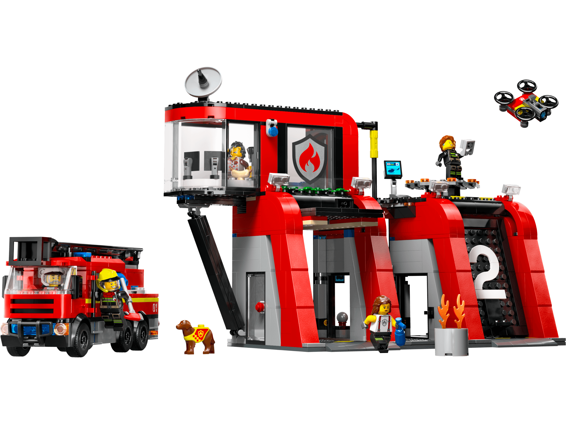 Brandweerkazerne en brandweerauto LEGO-set