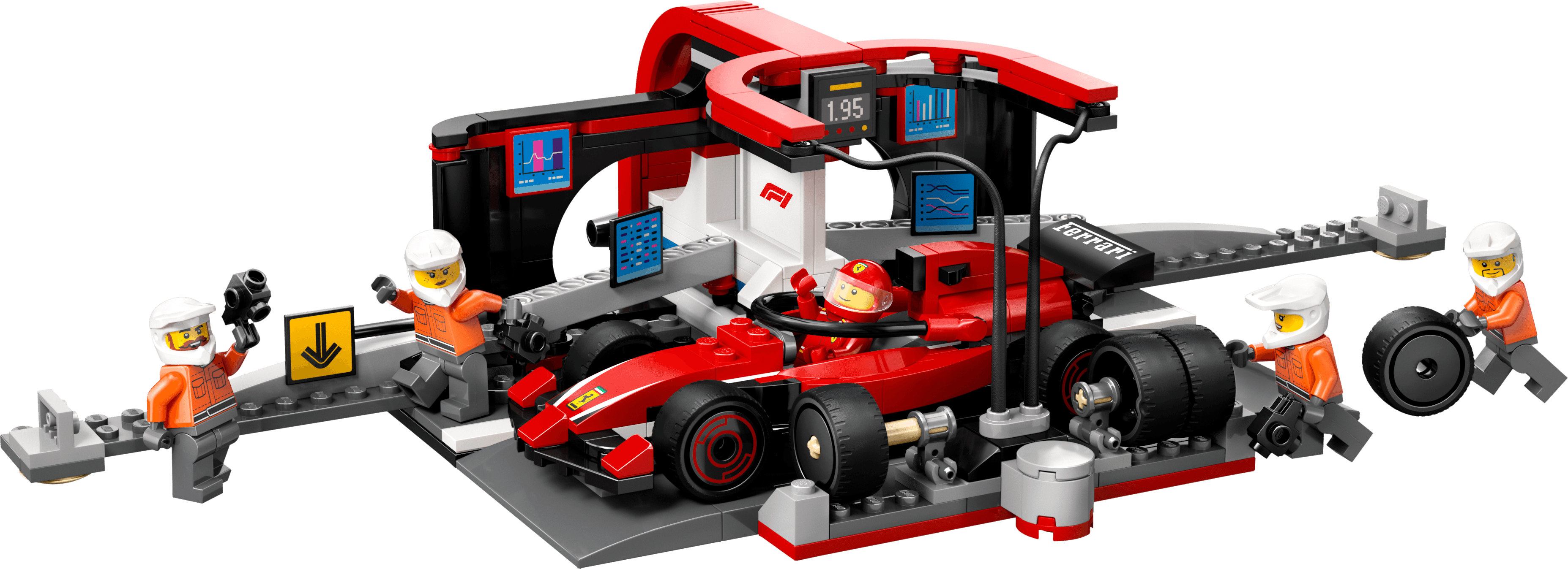 F1 Pit Stop & Pit Crew with Ferrari Car LEGO-set