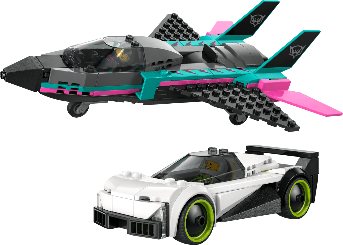 Straalvliegtuig vs. sportauto LEGO-set