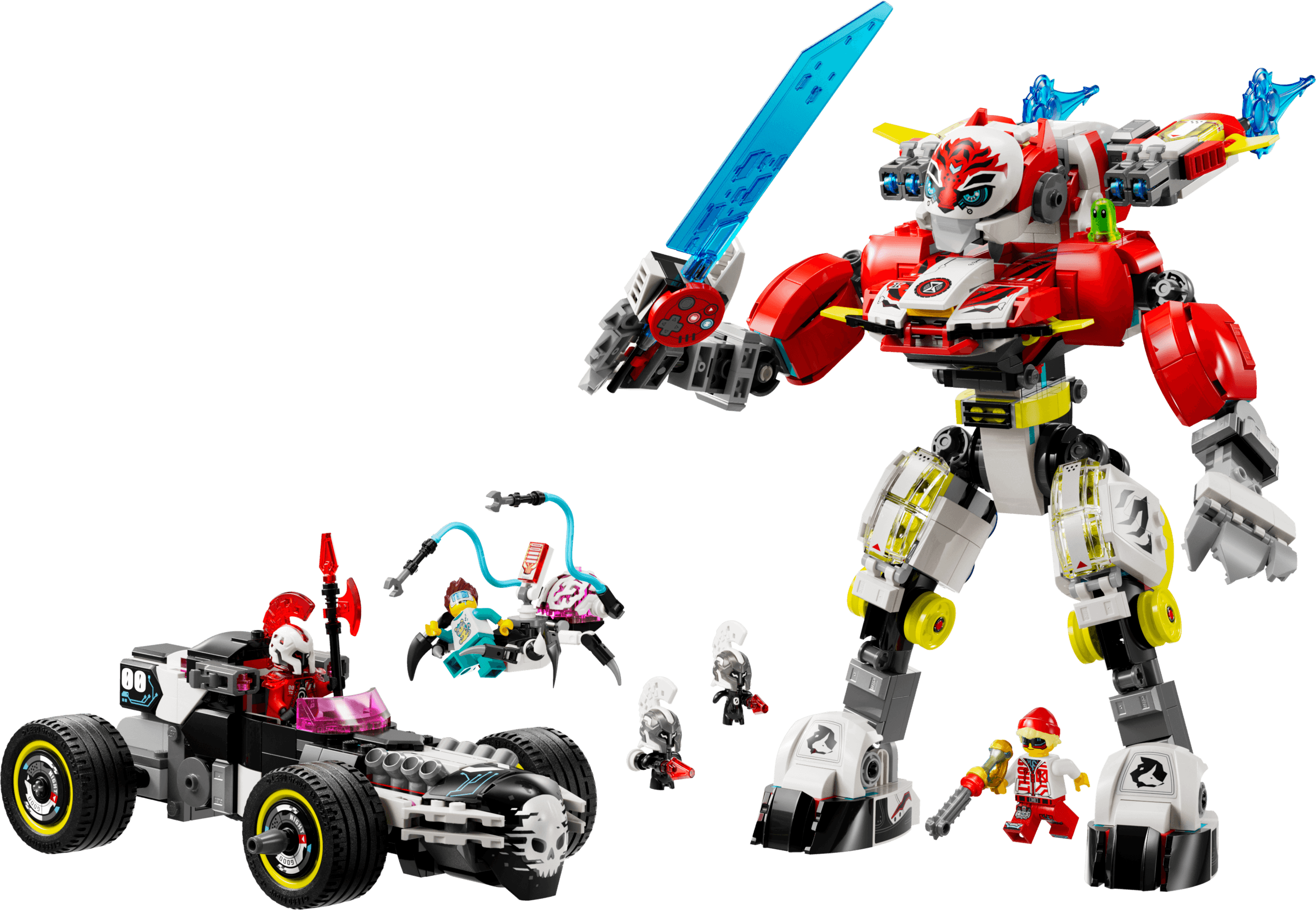 Cooper's Tiger Mech & Zero's Hot Rod Car LEGO-set