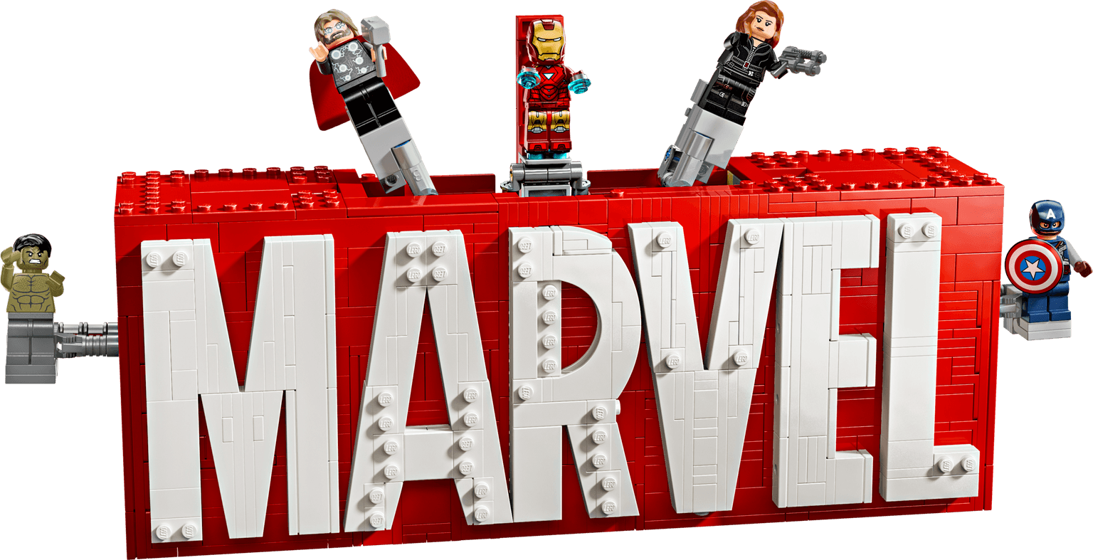 MARVEL logo en minifiguren LEGO-set