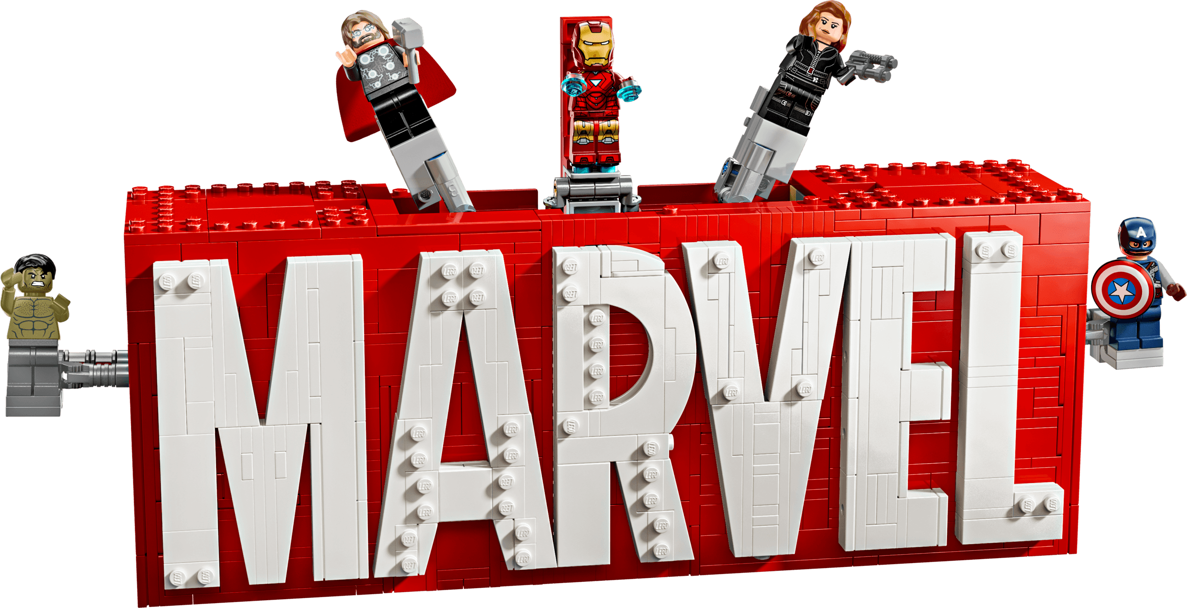 MARVEL logo en minifiguren LEGO-set