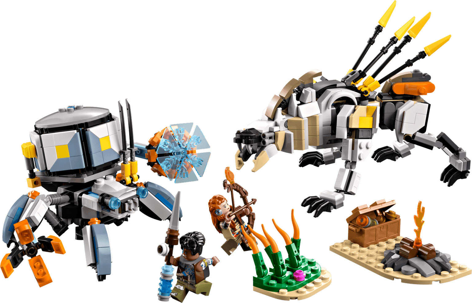 Aloy & Varl vs. Shell-Walker & Sawtooth LEGO-set