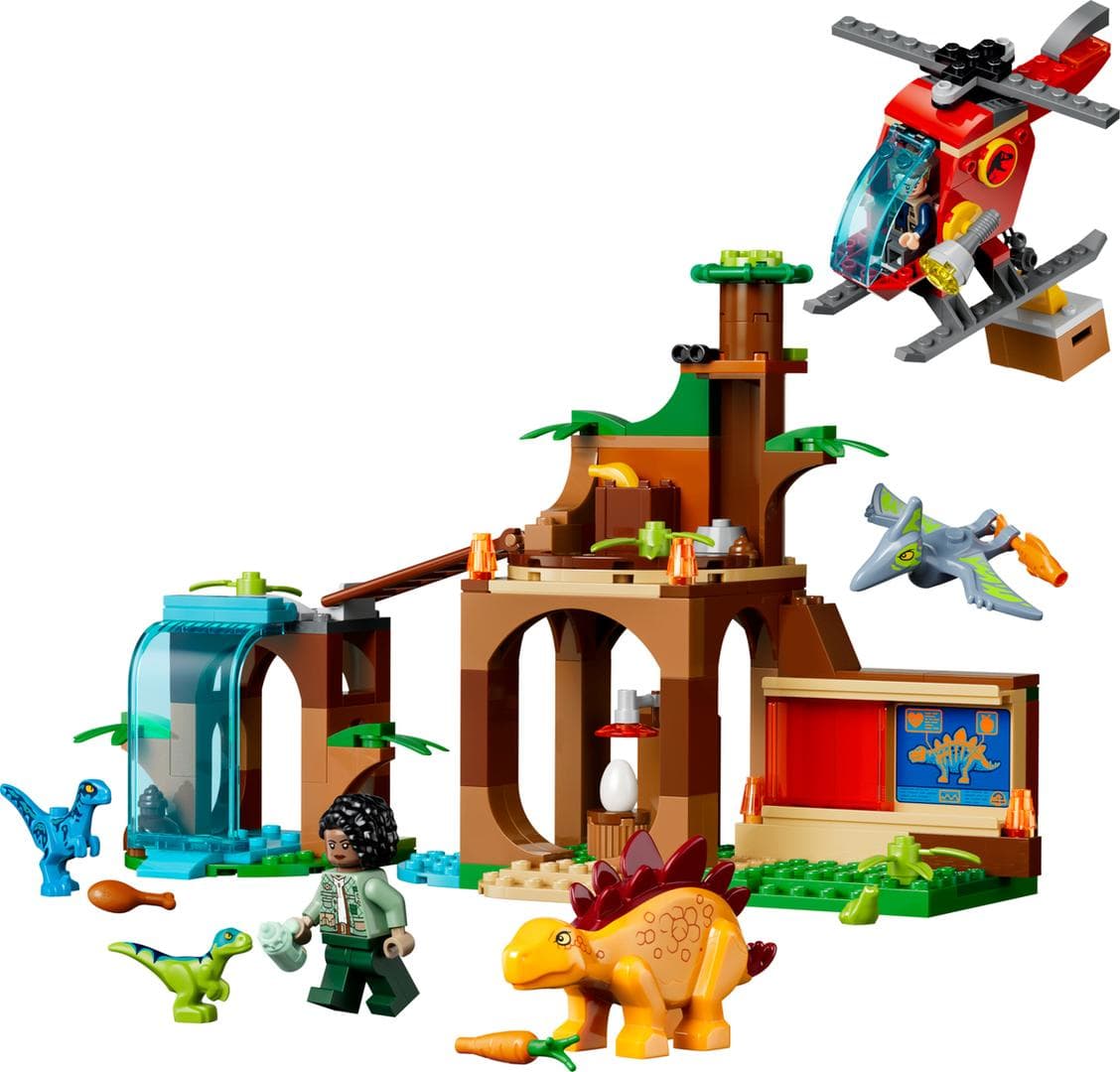 Velociraptor, Stegosaurus en Pteranodon redding LEGO-set