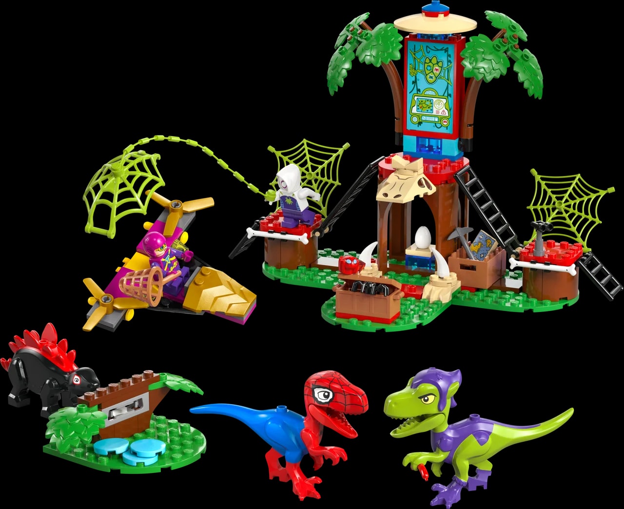 Spidey en Gobby's raptorstrijd bij de boomhut LEGO-set