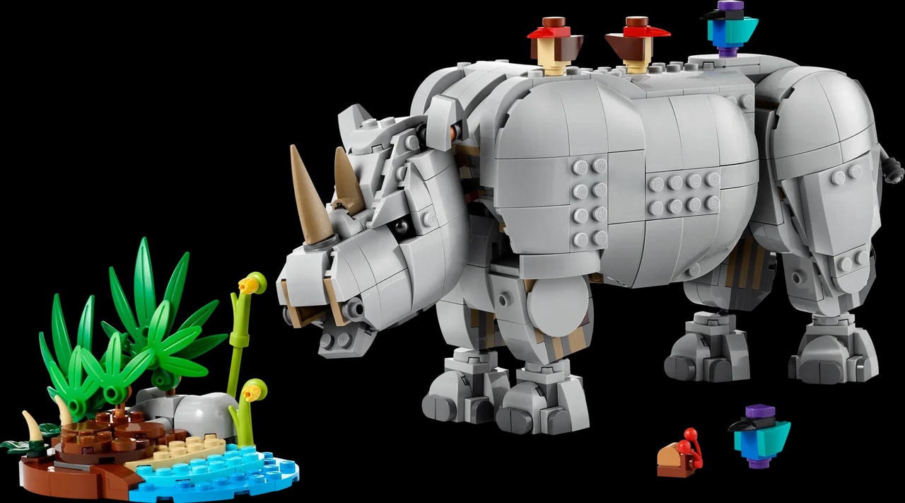 Wilde dieren: machtige neushoorn met vogels LEGO-set