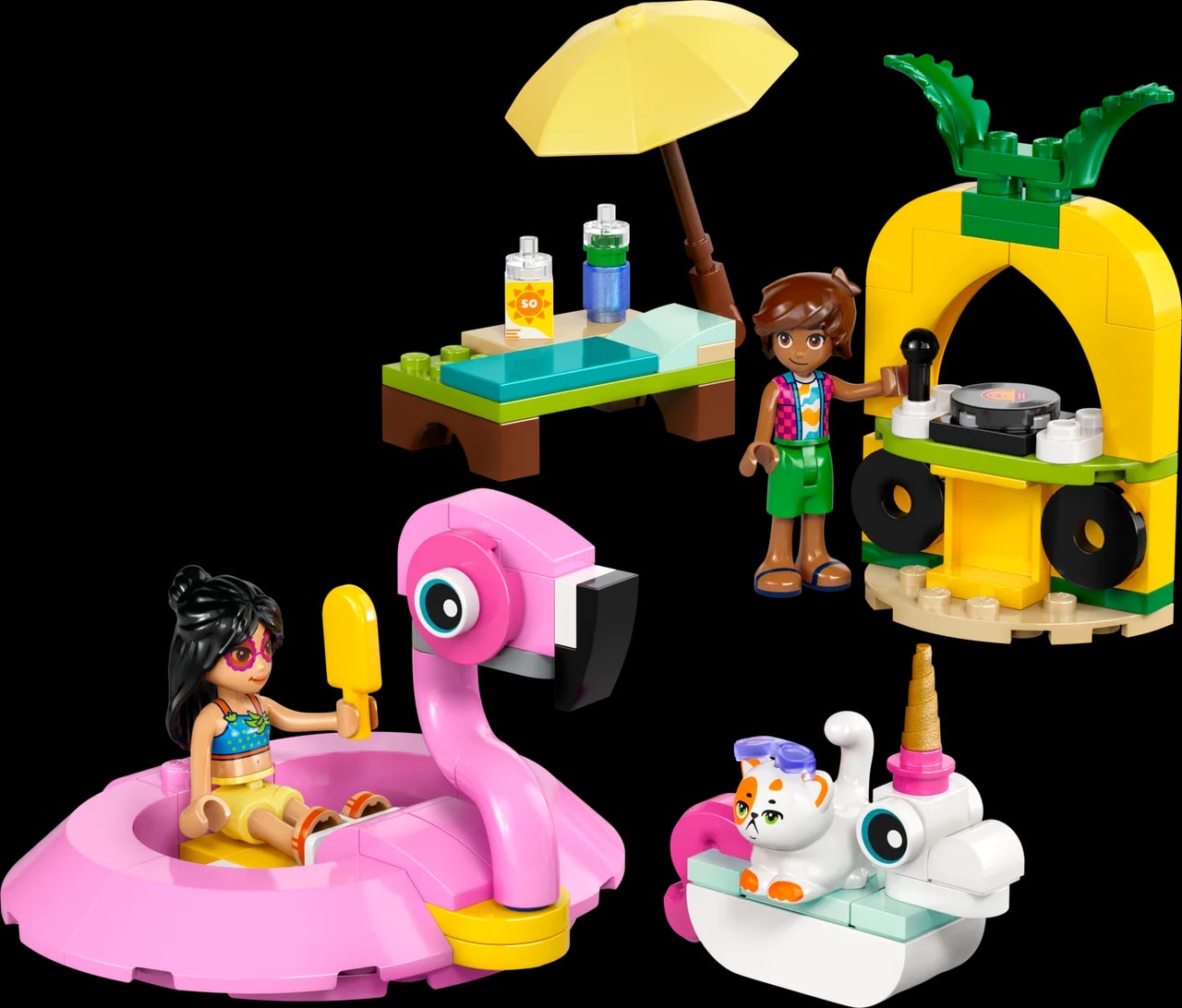 Zwembadfeestje met flamingo en eenhoorn LEGO-set