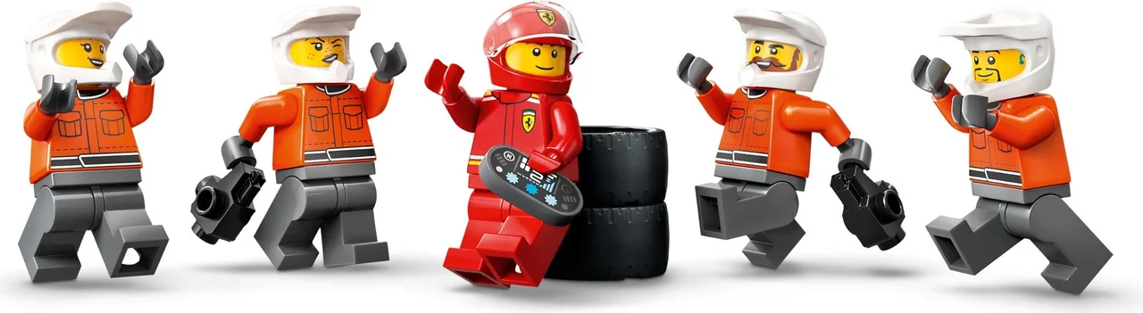 F1 pitstop en pitcrew met Ferrari auto LEGO-set afbeelding 2