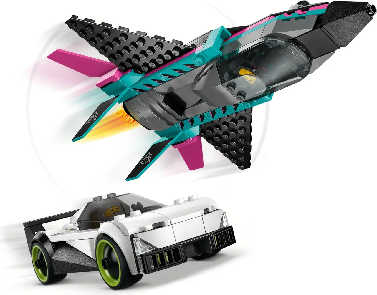 Straalvliegtuig vs. sportauto LEGO-set afbeelding 2