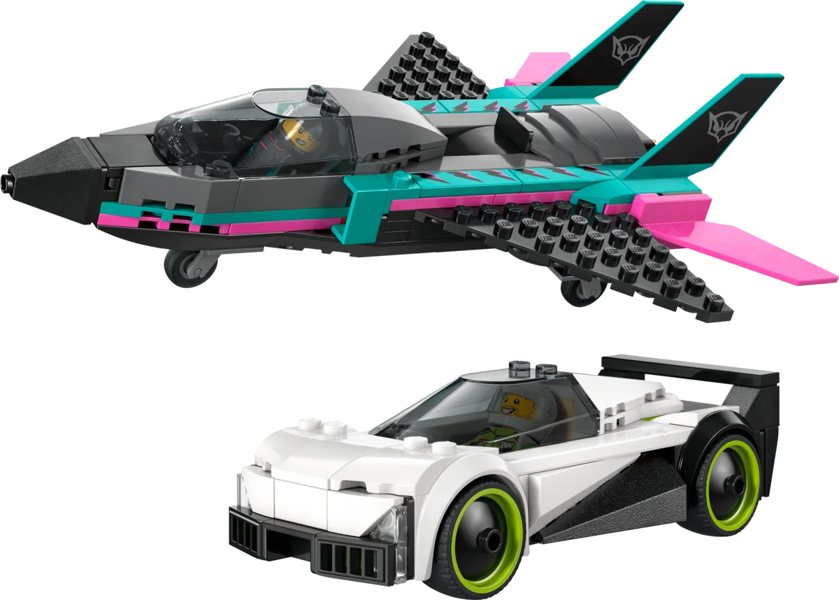 Straalvliegtuig vs. sportauto LEGO-set