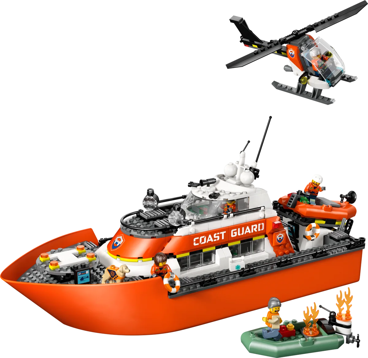 Kustwacht reddingsboot met helikopter LEGO-set