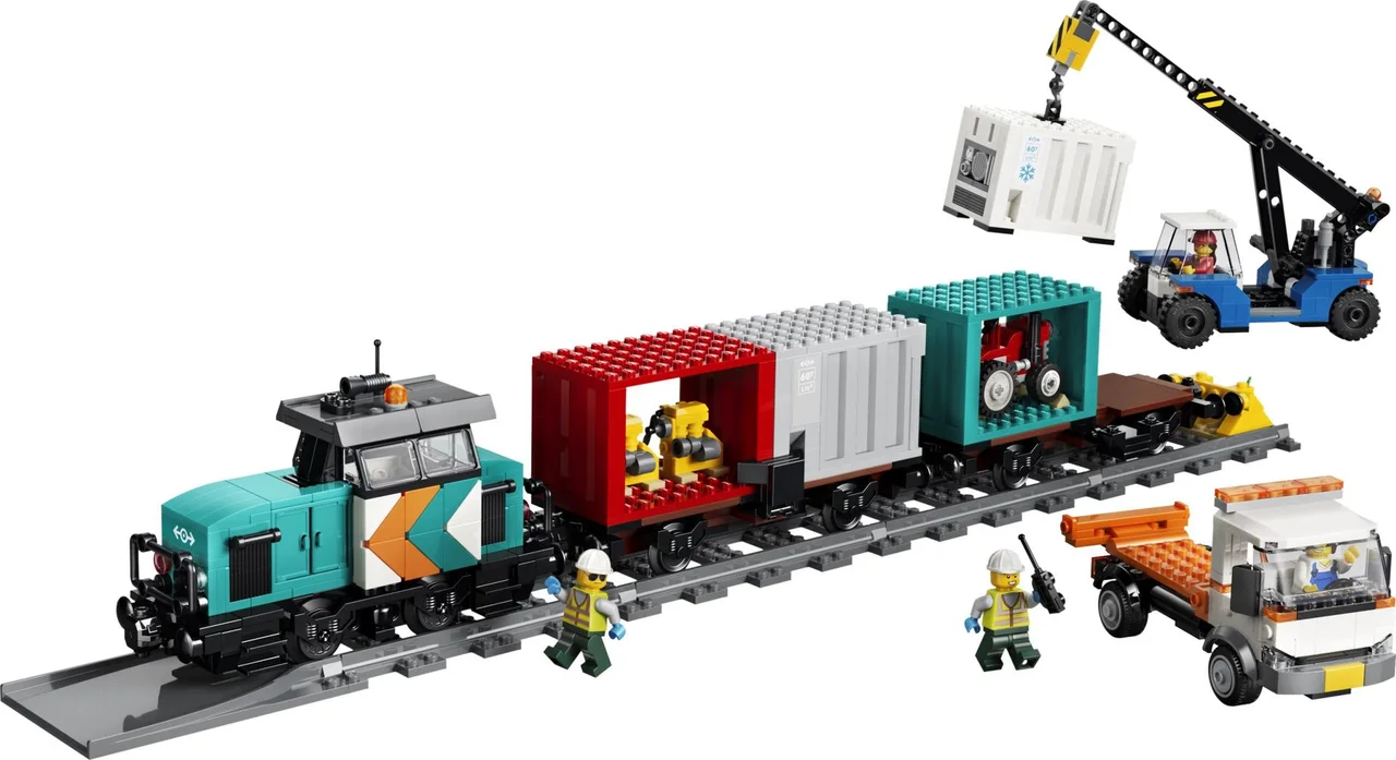 Containertrein met kraan en vrachtwagen LEGO-set