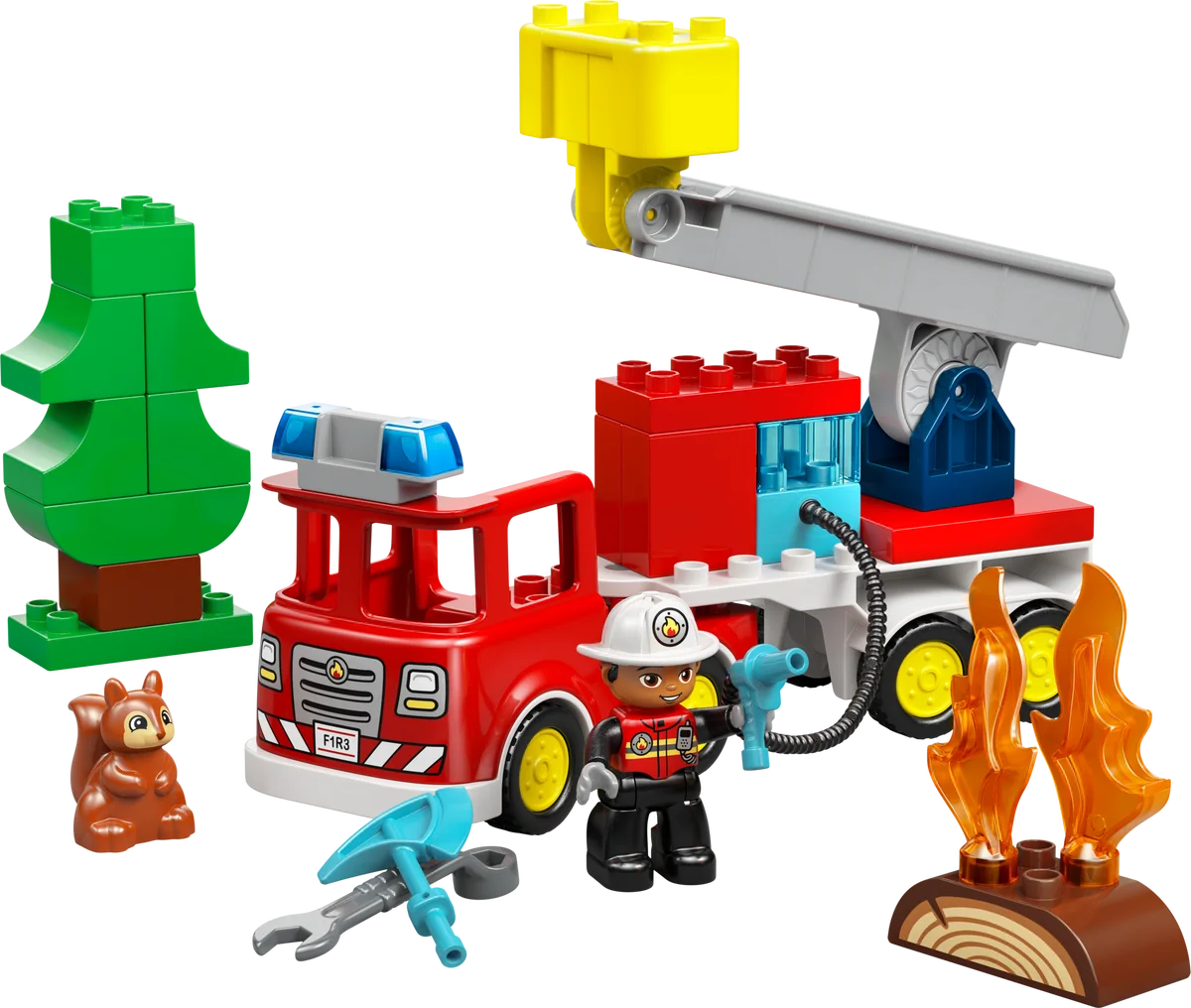 Brandweertruck met slang en brandweerman LEGO-set