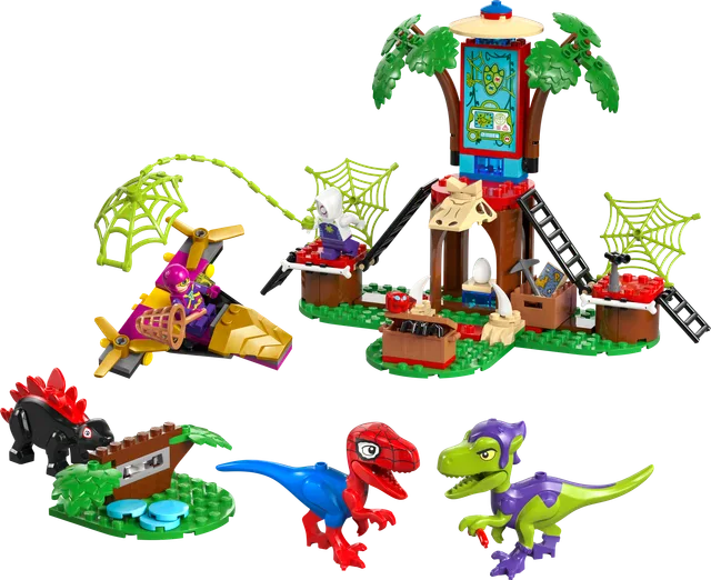 Spidey en Gobby's raptorstrijd bij de boomhut LEGO-set