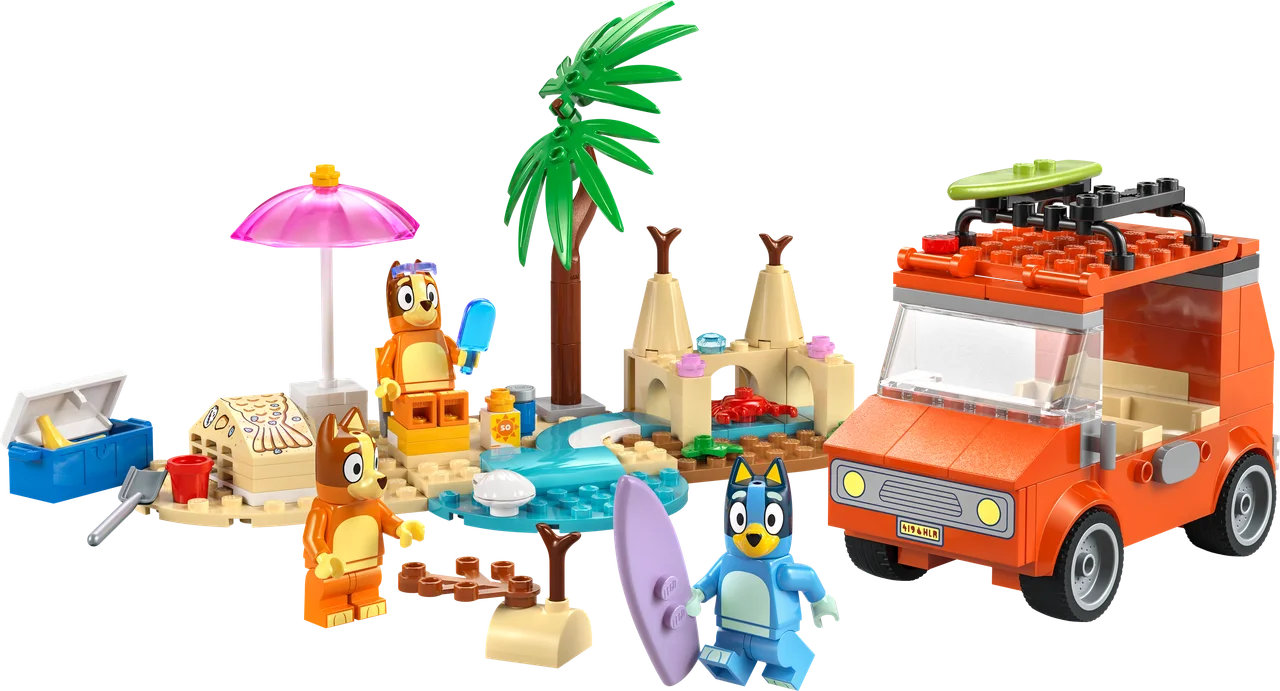 Bluey's autorit naar het strand LEGO-set
