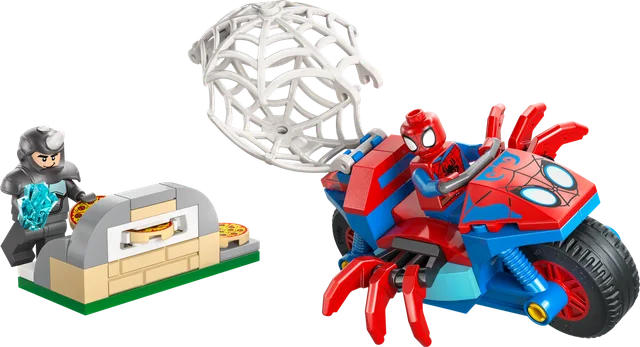 Spidey op zijn motor vs. Rhino LEGO-set