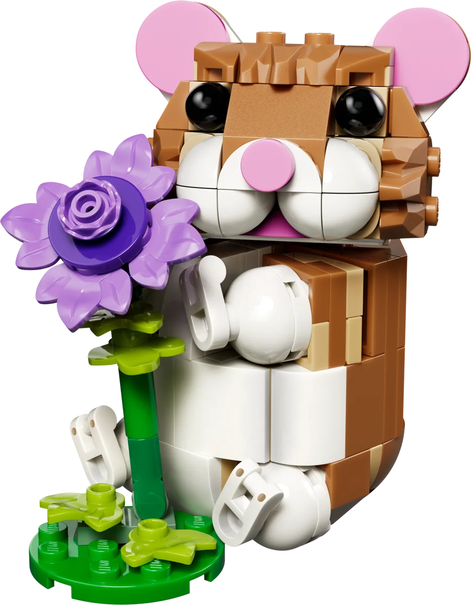 Schattige hamster met bloem LEGO-set