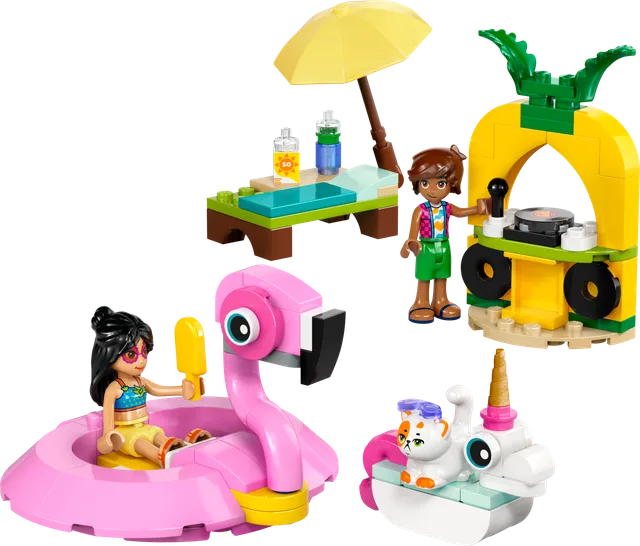 Zwembadfeestje met flamingo en eenhoorn LEGO-set