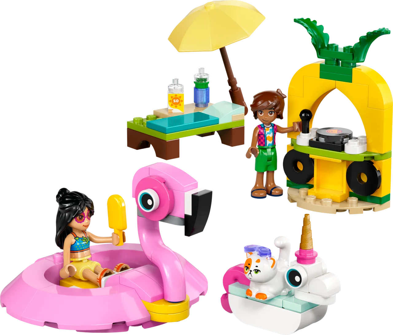 Zwembadfeestje met flamingo en eenhoorn LEGO-set