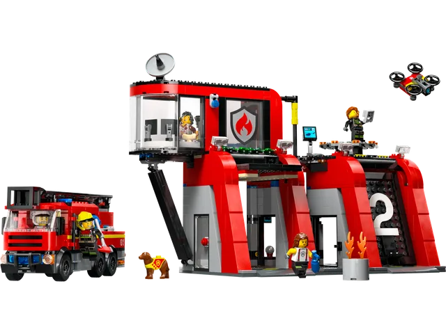 Brandweerkazerne en brandweerauto LEGO-set