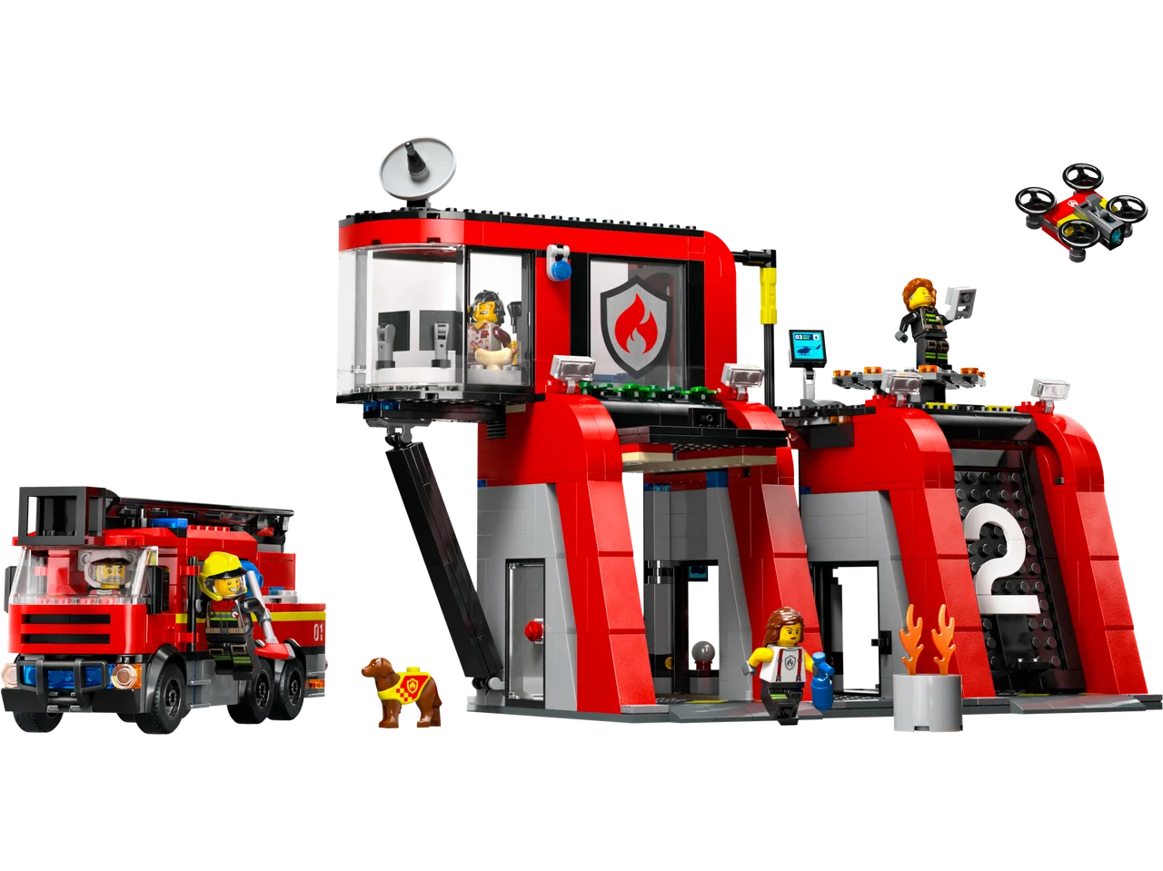 Brandweerkazerne en brandweerauto LEGO-set