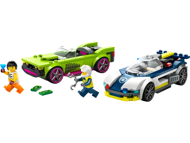 Politiewagen en snelle autoachtervolging LEGO-set