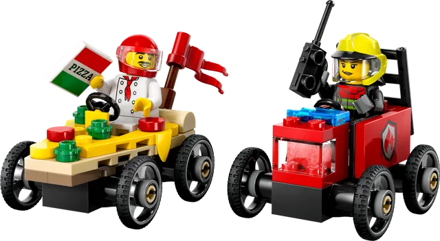 Pizza vs. Fire Truck Race Car Pack LEGO-set