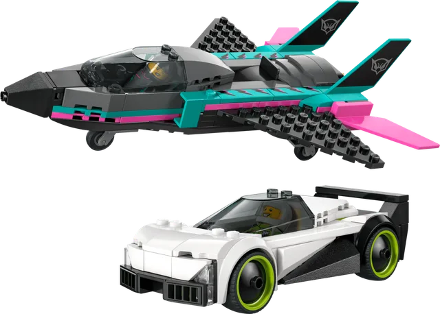 Straalvliegtuig vs. sportauto LEGO-set