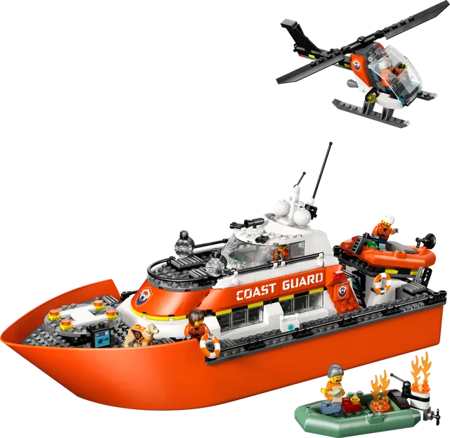 Kustwacht reddingsboot met helikopter LEGO-set