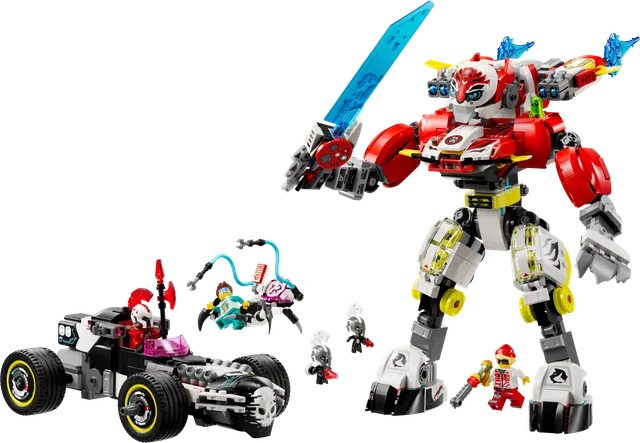 Cooper's Tiger Mech & Zero's Hot Rod Car LEGO-set